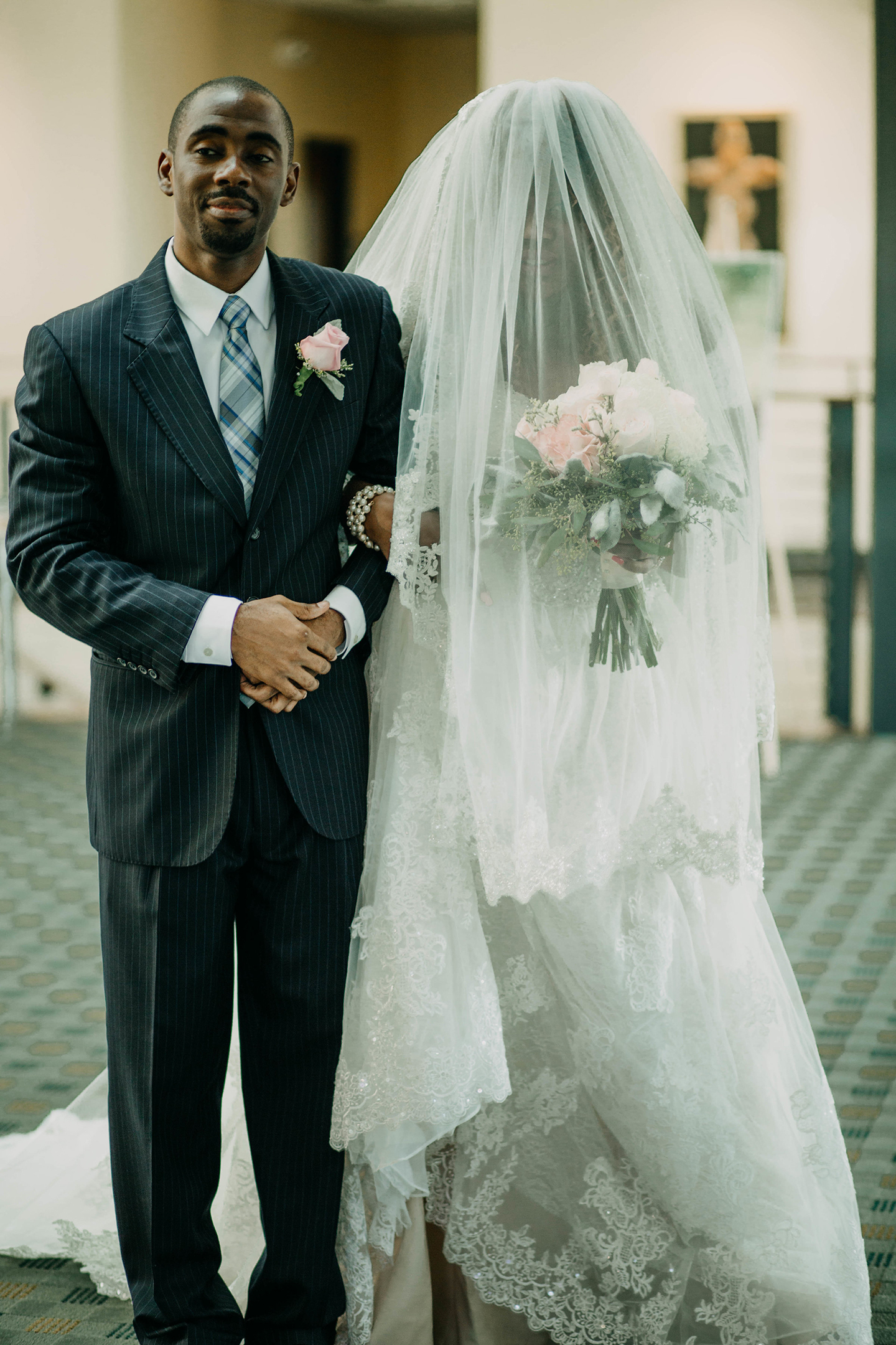 A Glorious Wedding Veil Covering The Face